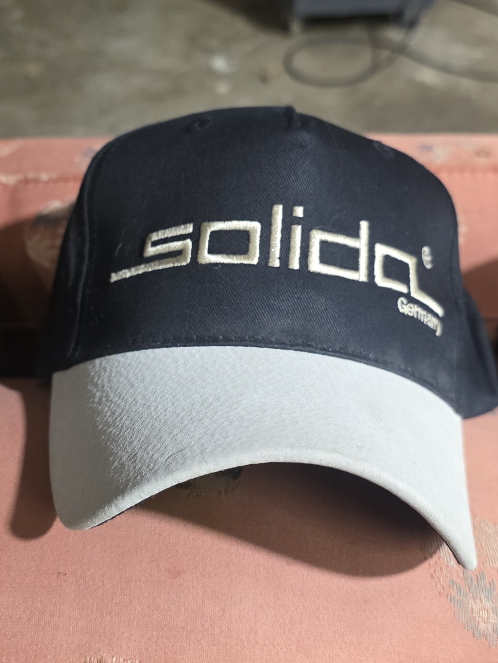 Solid Two-Tone Black and Cream Embroidered Baseball Cap